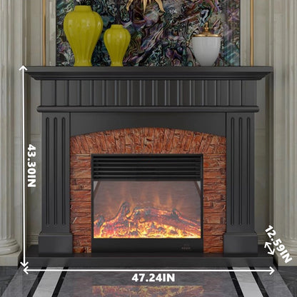 Aihm-Lon Striped Electric Fireplace Stone-Effect Texture Design 47”-59”
