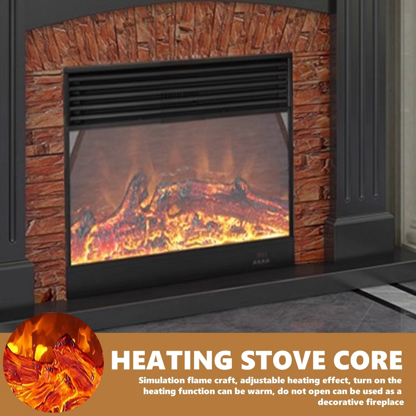 Aihm-Lon Striped Electric Fireplace Stone-Effect Texture Design 47”-59”