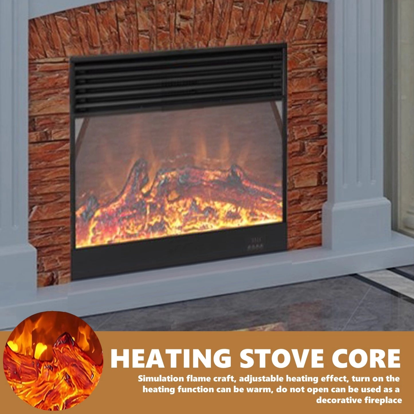 Aihm-Lon Striped Electric Fireplace Stone-Effect Texture Design 47”-59”