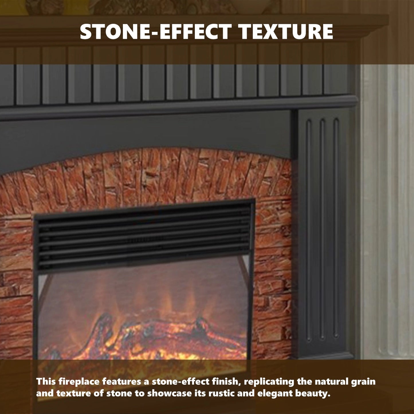Aihm-Lon Striped Electric Fireplace Stone-Effect Texture Design 47”-59”