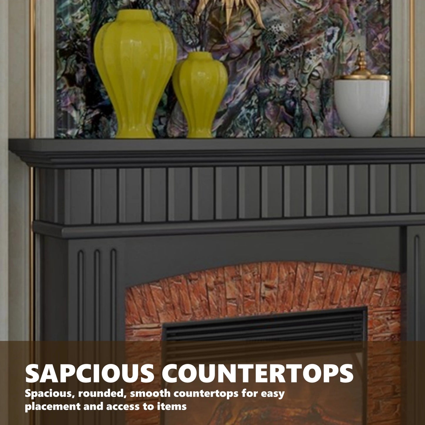 Aihm-Lon Striped Electric Fireplace Stone-Effect Texture Design 47”-59”