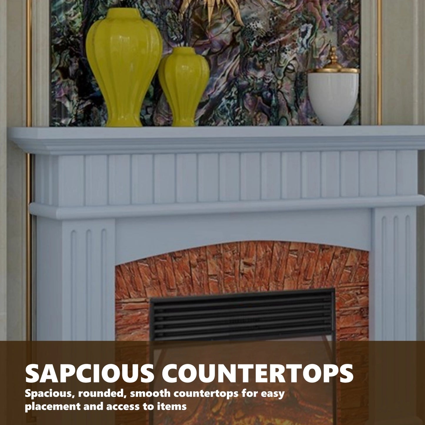 Aihm-Lon Striped Electric Fireplace Stone-Effect Texture Design 47”-59”