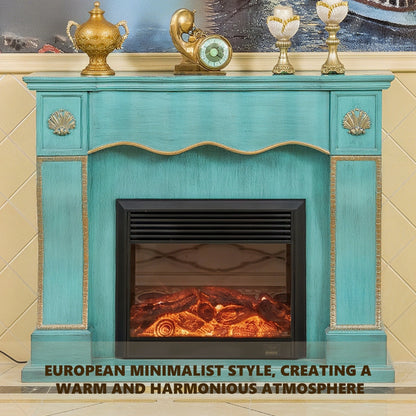 Aihm-Lon White Electric Fireplace with Wavy Border Design 59”