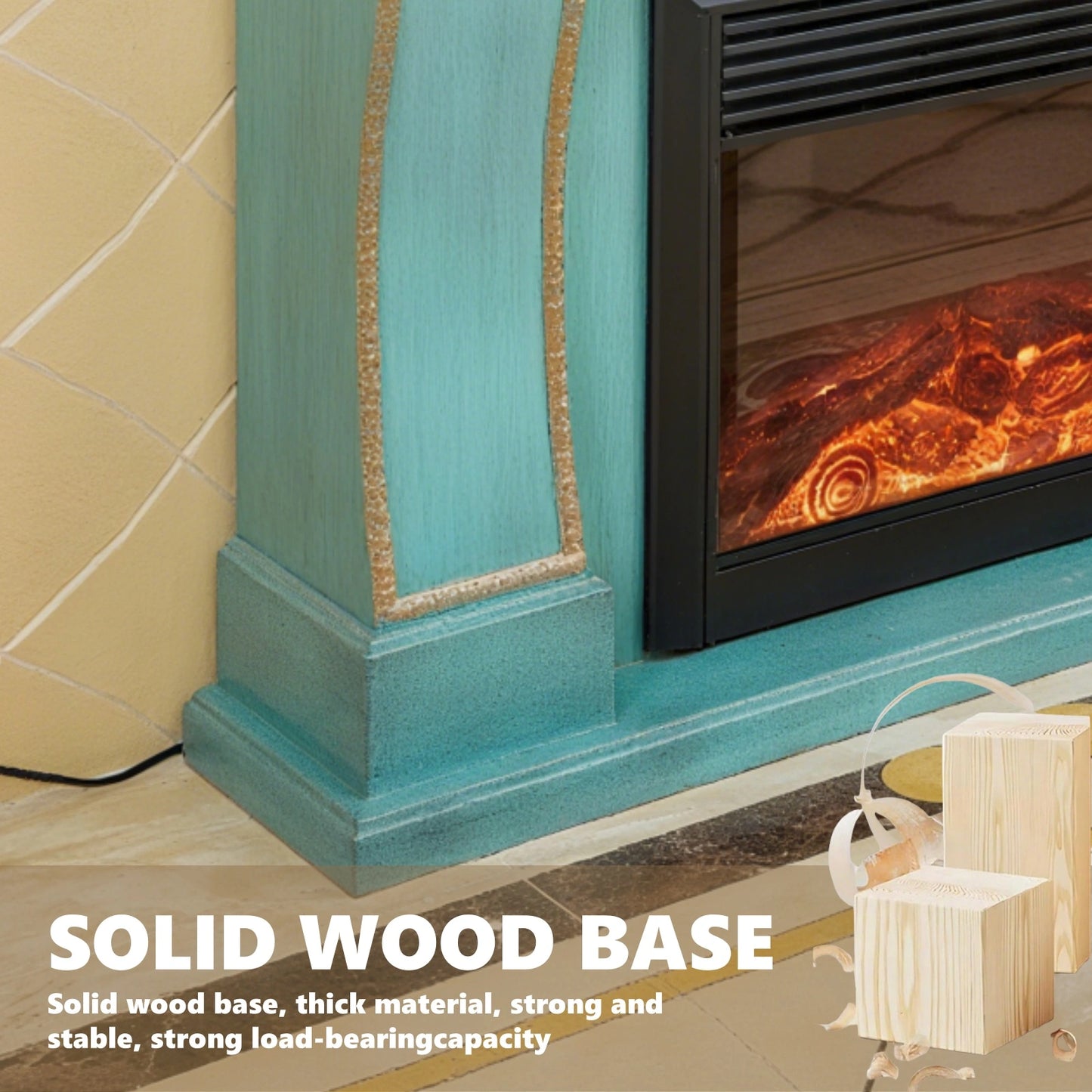 Aihm-Lon White Electric Fireplace with Wavy Border Design 59”