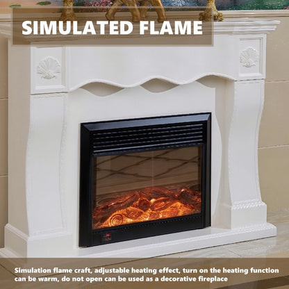 Aihm-Lon White Electric Fireplace with Wavy Border Design 59”