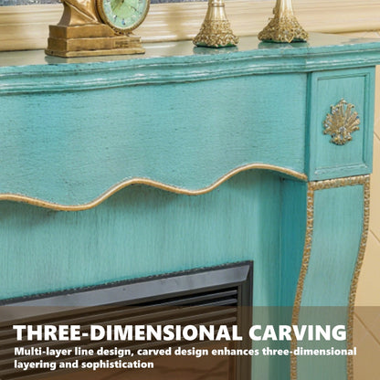 Aihm-Lon White Electric Fireplace with Wavy Border Design 59”