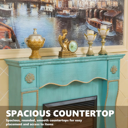 Aihm-Lon White Electric Fireplace with Wavy Border Design 59”