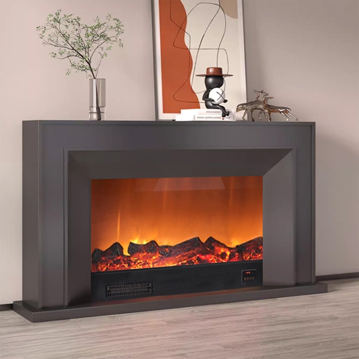 Aihm-Lon White Electric Fireplace with Heating Core Overlay Design 47-71’’