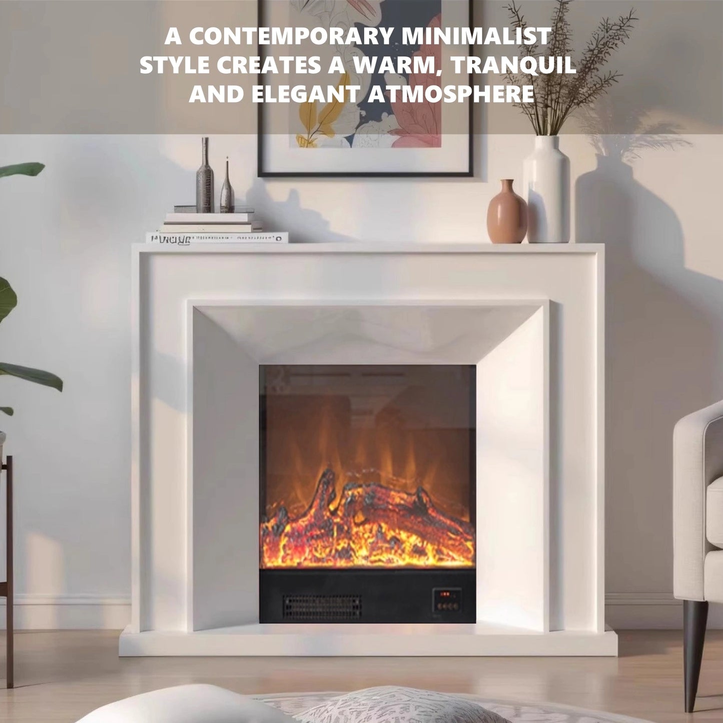 Aihm-Lon Elegant Electric Fireplace Minimalist Line Design 47”-71”