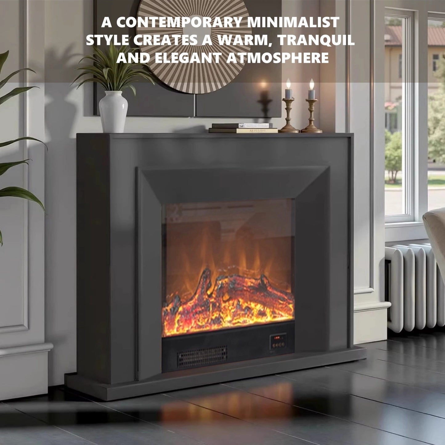 Aihm-Lon Elegant Electric Fireplace Minimalist Line Design 47”-71”