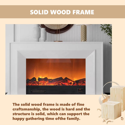 Aihm-Lon White Electric Fireplace with Heating Core Overlay Design 47-71’’