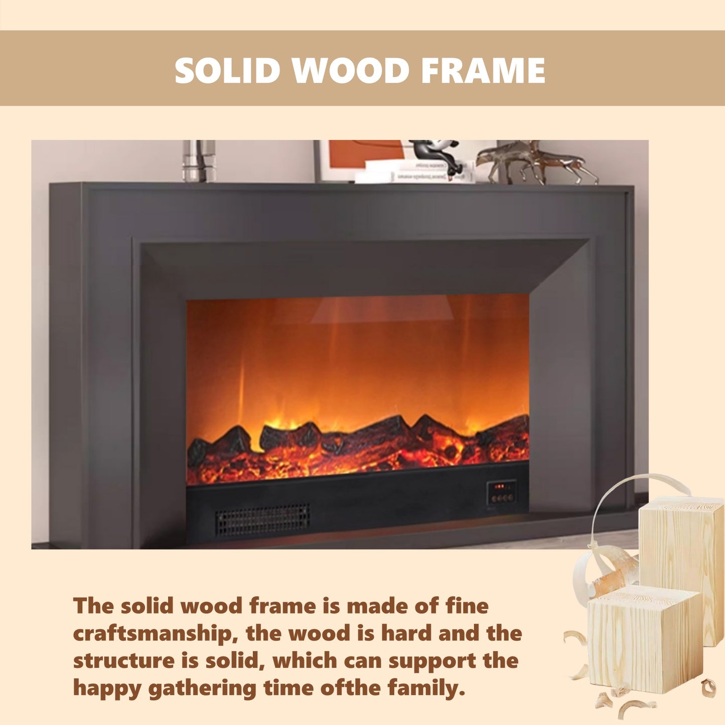 Aihm-Lon White Electric Fireplace with Heating Core Overlay Design 47-71’’