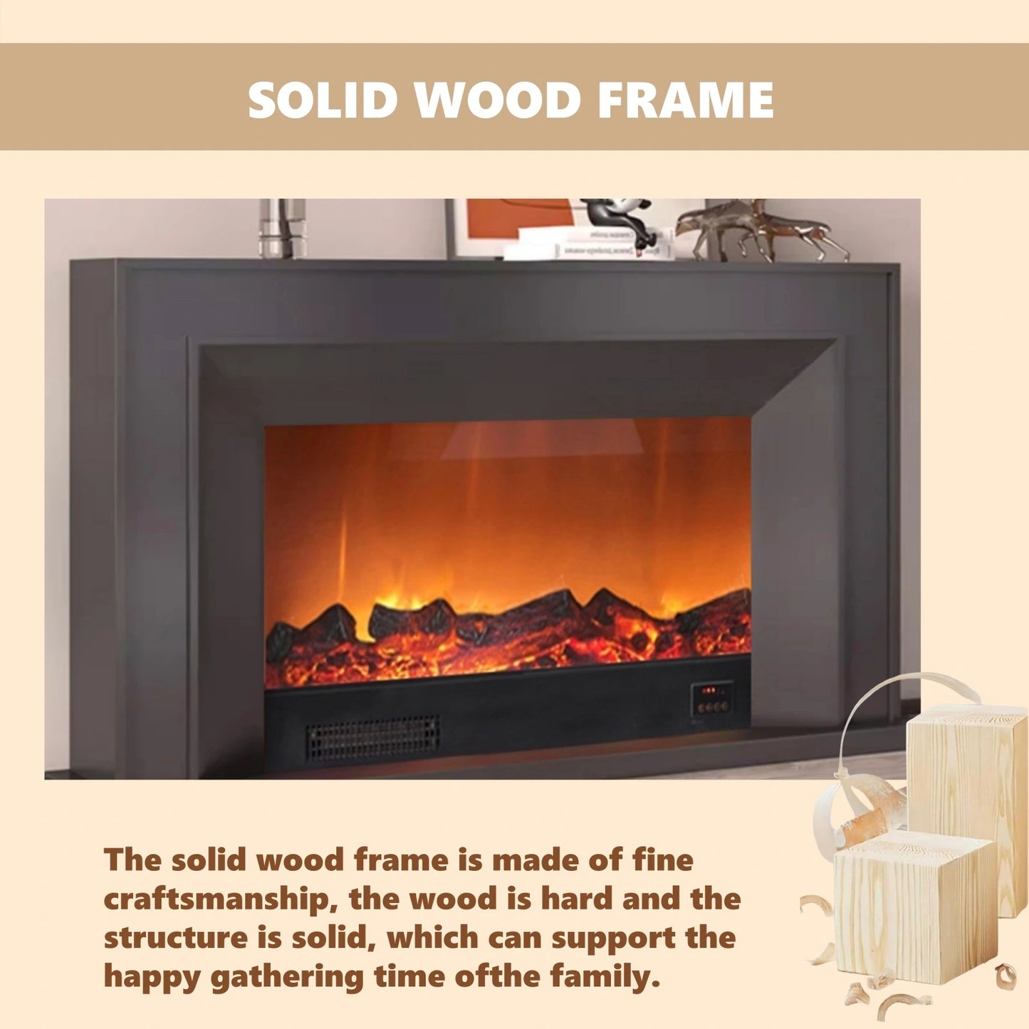 Aihm-Lon Elegant Electric Fireplace Minimalist Line Design 47”-71”