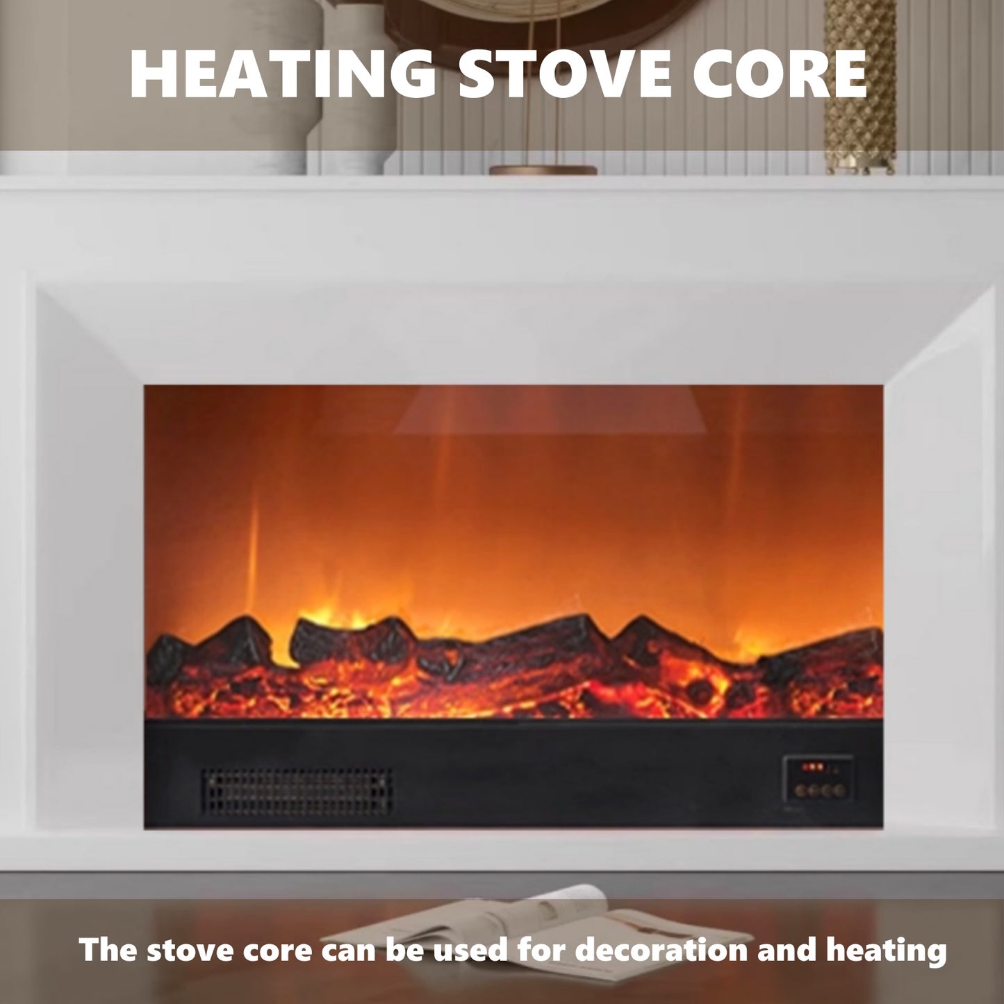 Aihm-Lon White Electric Fireplace with Heating Core Overlay Design 47-71’’