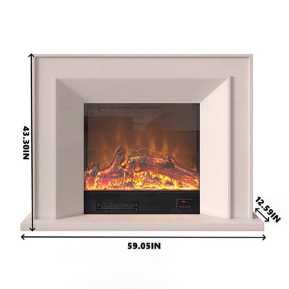 Aihm-Lon White Electric Fireplace with Heating Core Overlay Design 47-71’’