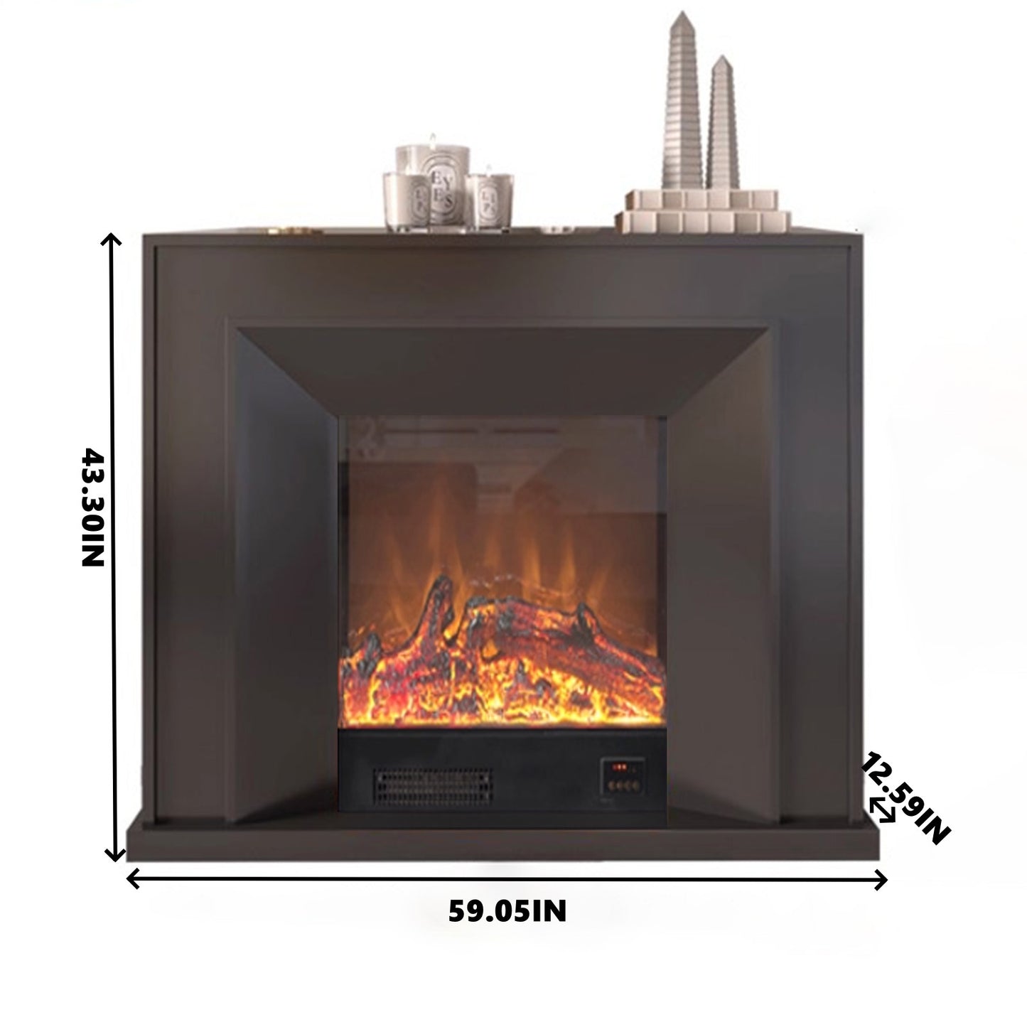 Aihm-Lon White Electric Fireplace with Heating Core Overlay Design 47-71’’
