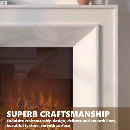 Aihm-Lon White Electric Fireplace with Heating Core Overlay Design 47-71’’