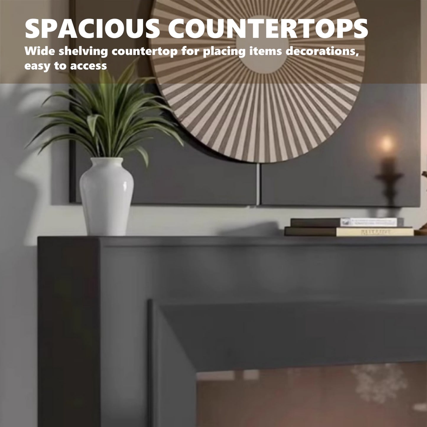 Aihm-Lon White Electric Fireplace with Heating Core Overlay Design 47-71’’