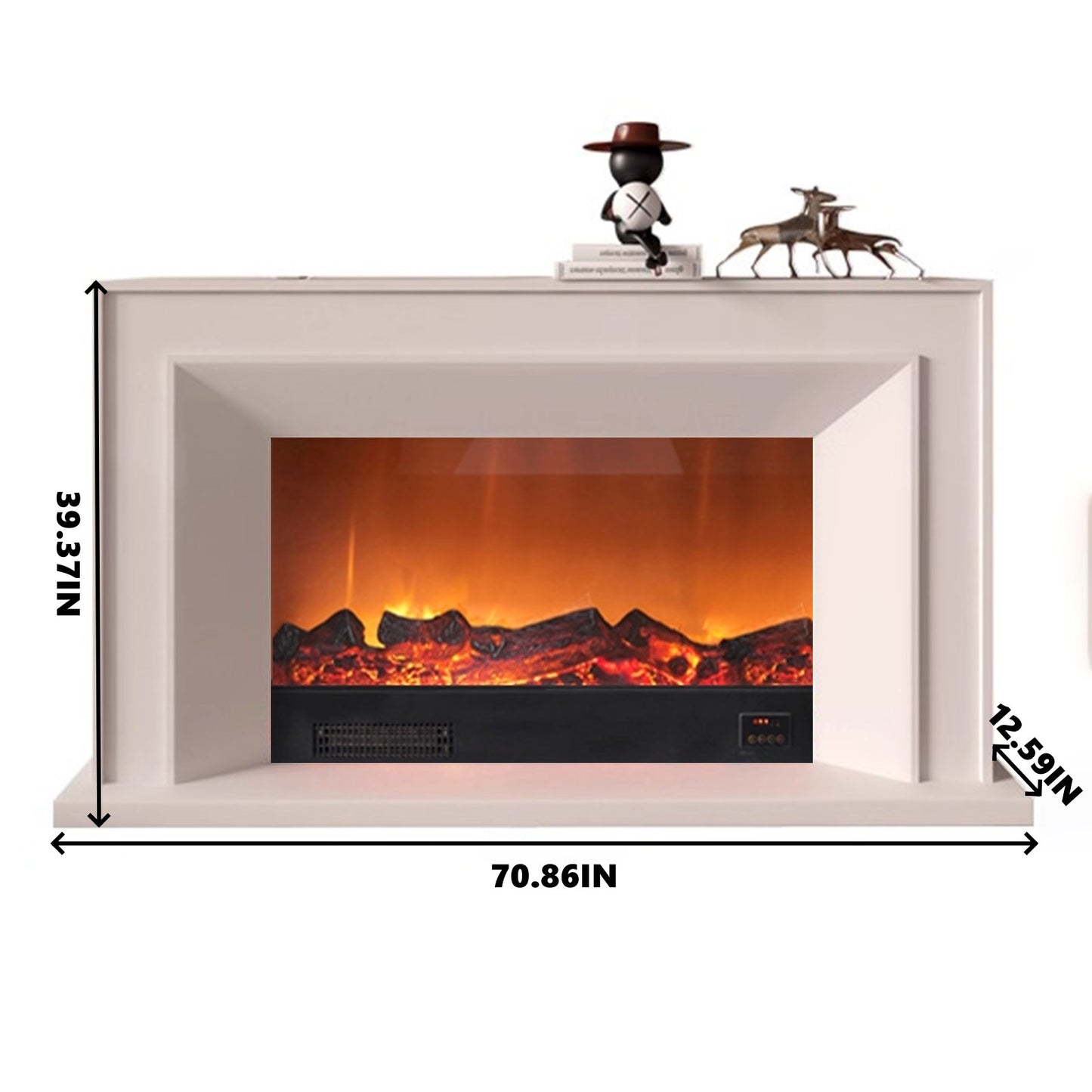 Aihm-Lon White Electric Fireplace with Heating Core Overlay Design 47-71’’