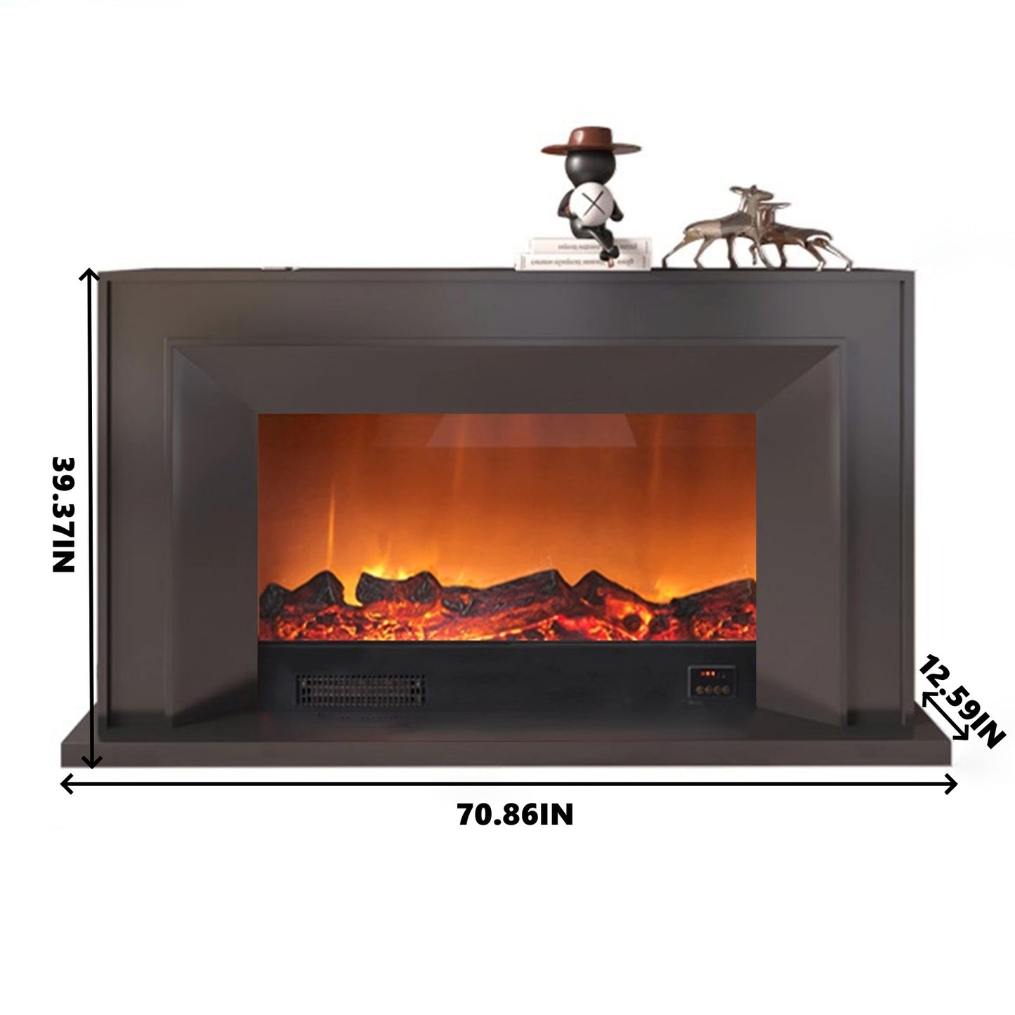 Aihm-Lon White Electric Fireplace with Heating Core Overlay Design 47-71’’