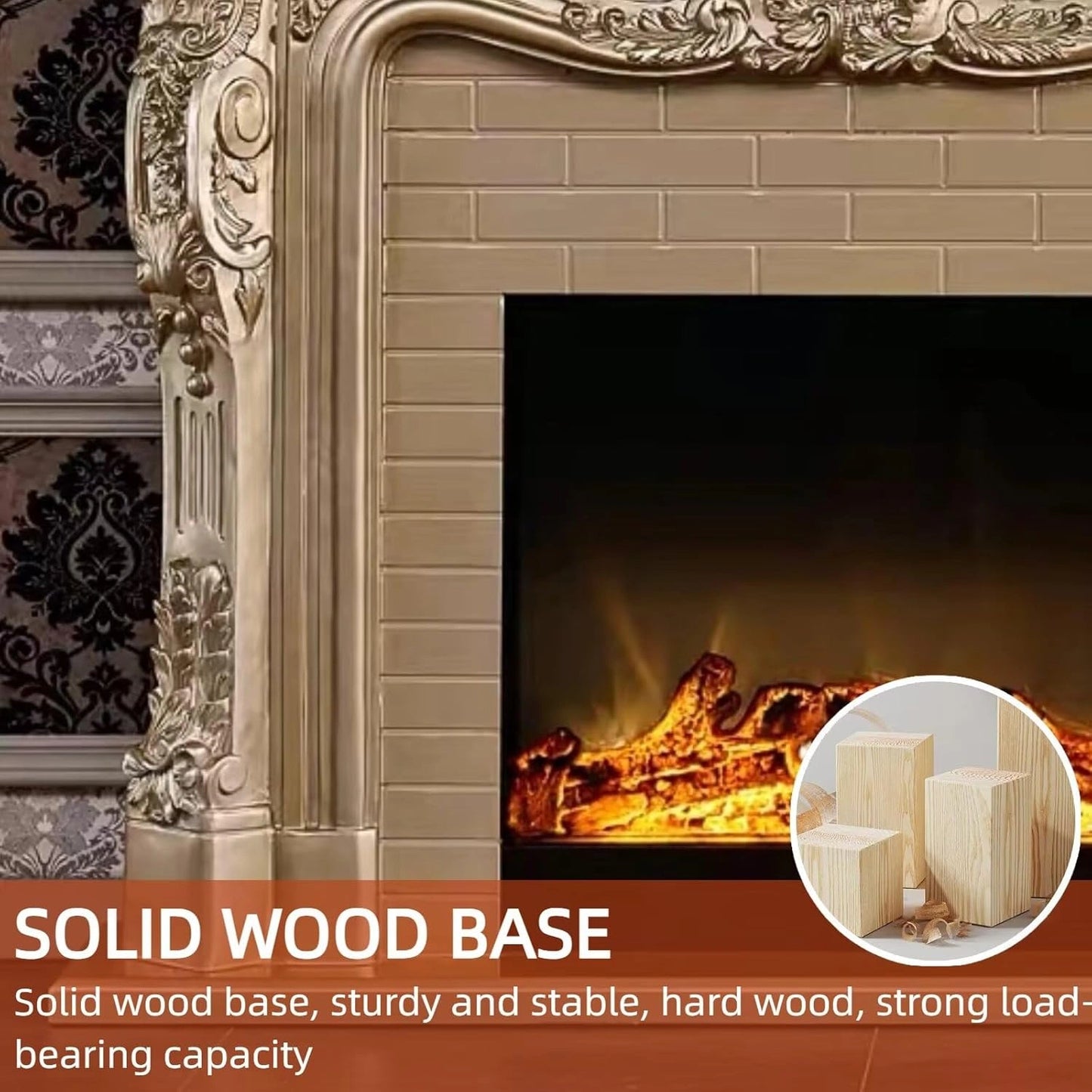 Aihm-Lon Luxurious Electric Fireplace with European Baroque Patterns 59”