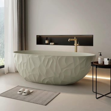 67" Bathtub Artistic Pleated  Soaking Tub with Overflow  Includes Ergonomic Design