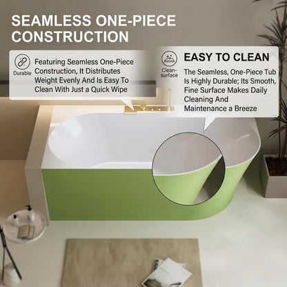 Freestanding Bathtubs - Corner Bathtub Oval Acrylic Smooth Bowl Shape and Drain