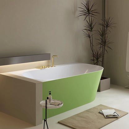 Freestanding Bathtubs - Corner Bathtub Oval Acrylic Smooth Bowl Shape and Drain