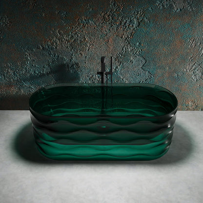 Aihm-Lon Freestanding Bathtubs - Wavy Transparent Bathtub Hot  Curved Back Support