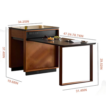 Aihm-Lon Brown Kitchen Island with Extendable Dinning Table 66.92"