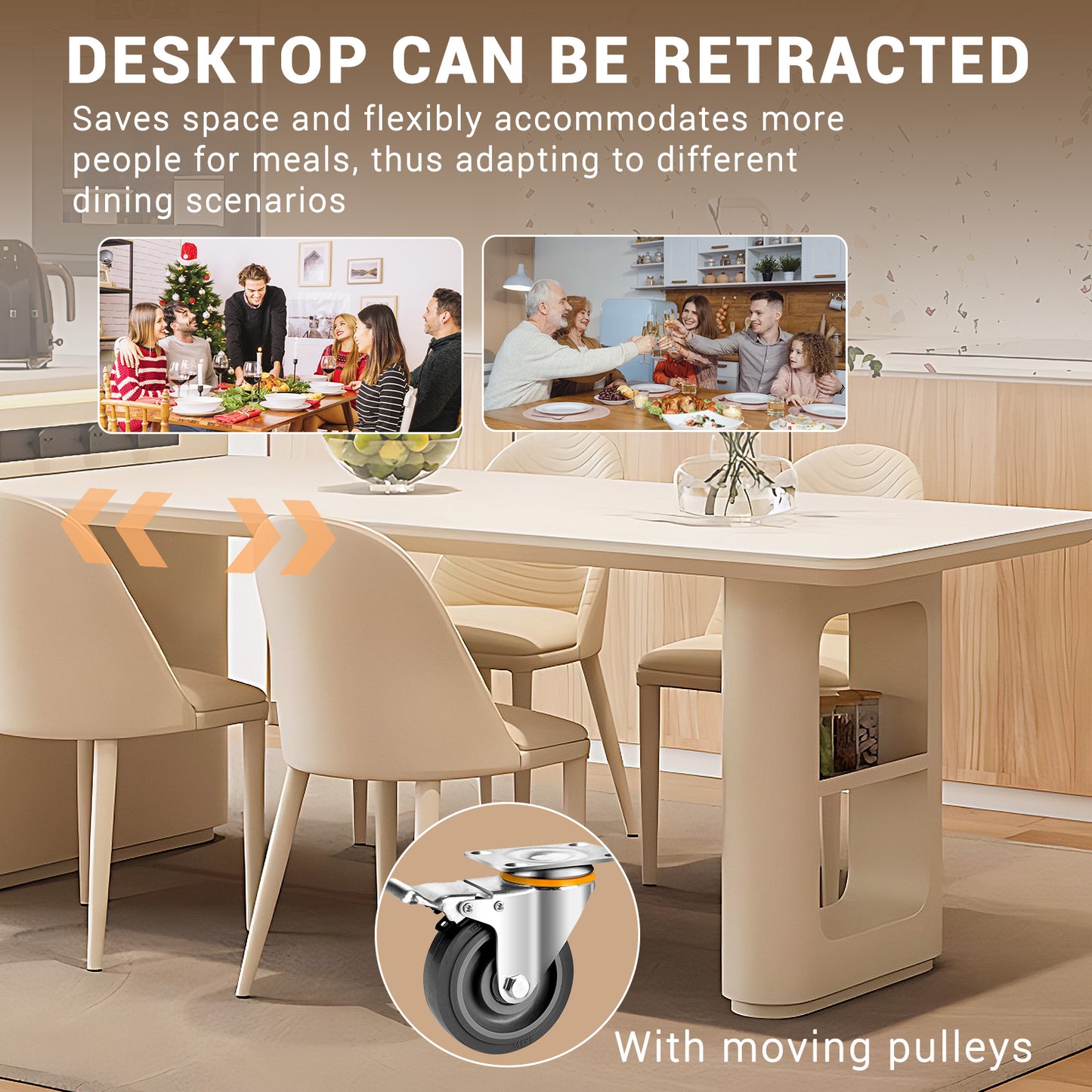 Aihm-Lon Kitchen Island with Storage Extendable Dining Table 86.61"-102.36"