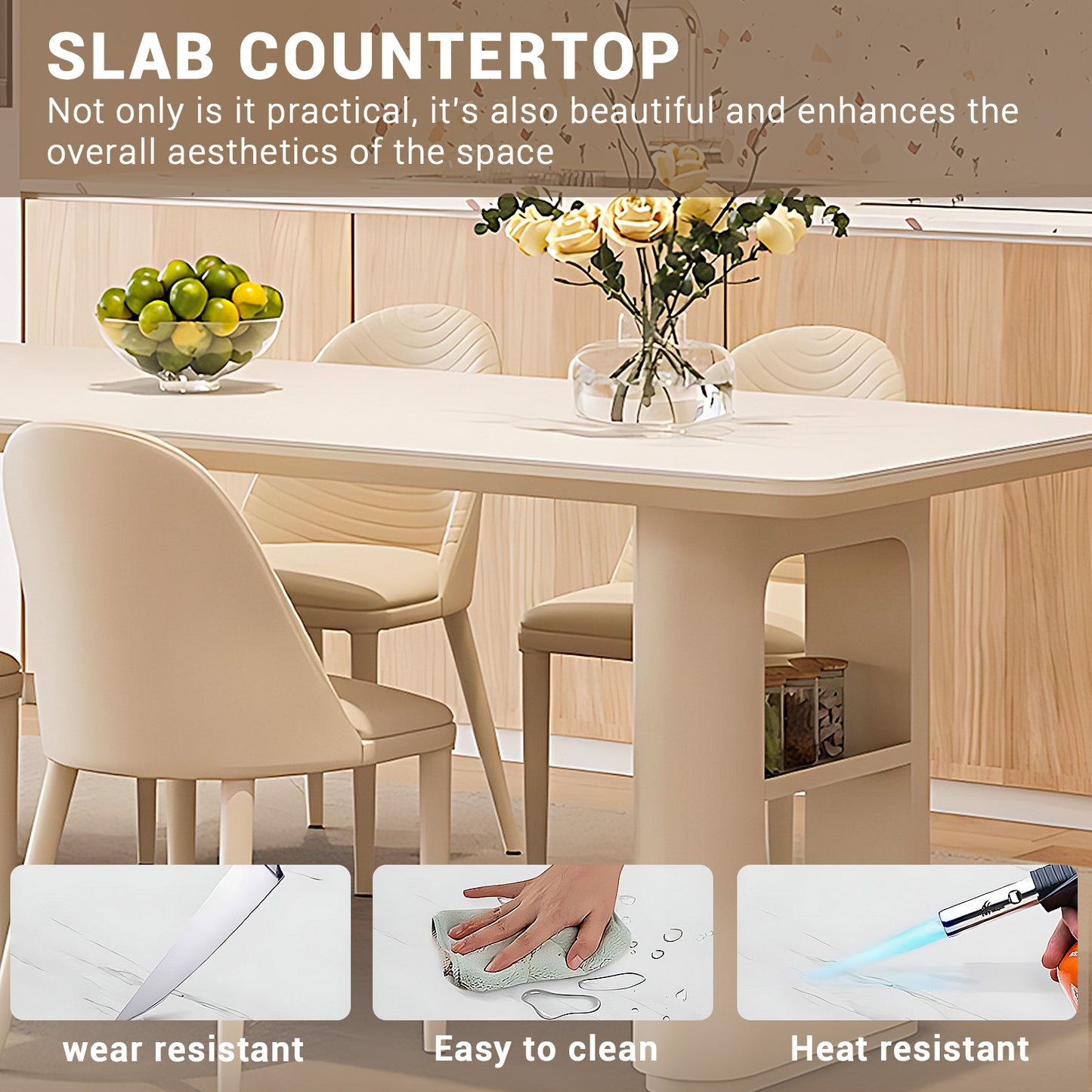 Aihm-Lon Kitchen Island with Storage Extendable Dining Table 86.61"-102.36"