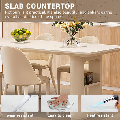 Aihm-Lon Kitchen Island with Storage Extendable Dining Table 86.61"-102.36"