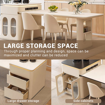 Aihm-Lon Kitchen Island with Storage Extendable Dining Table 86.61"-102.36"