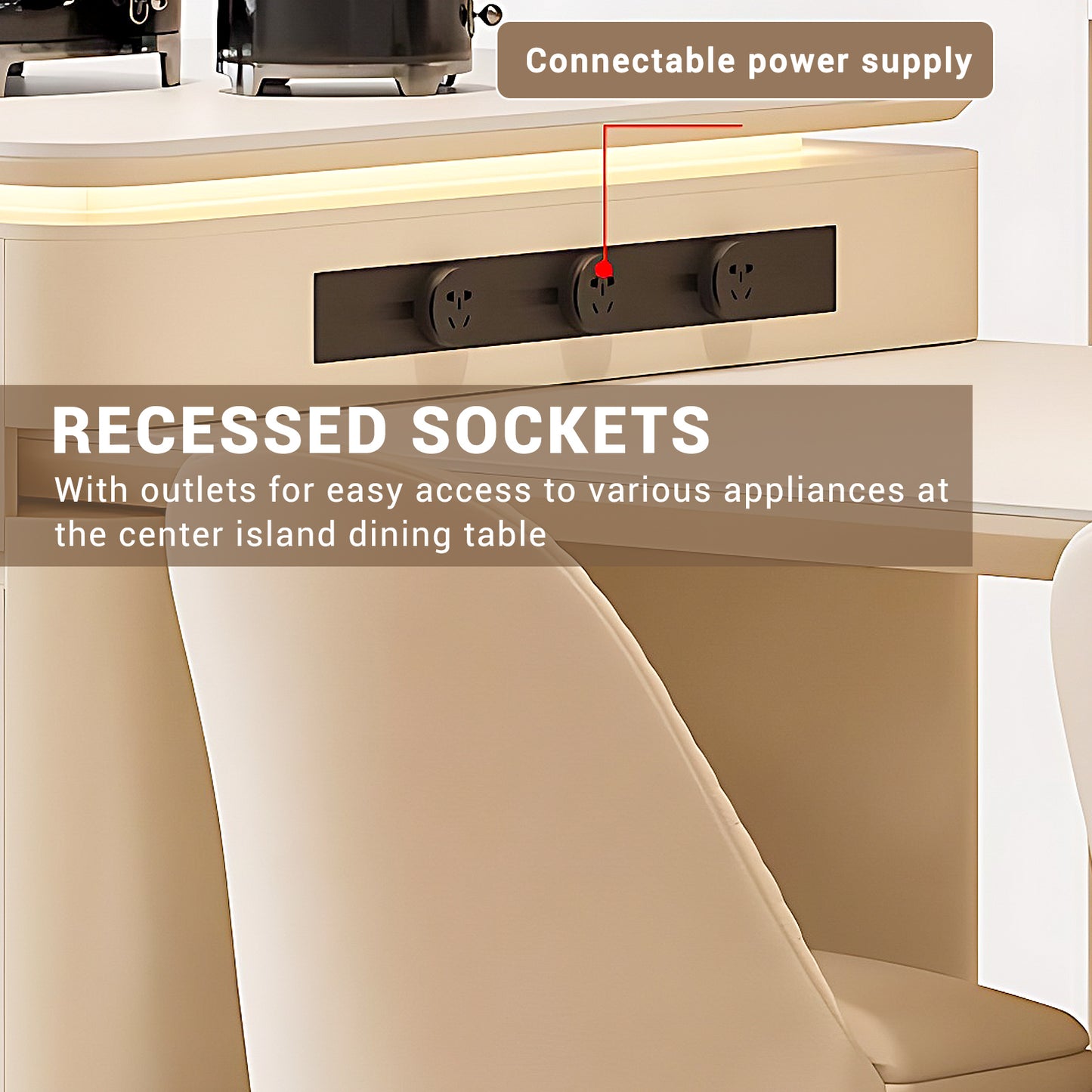 Aihm-Lon Kitchen Island with Storage Extendable Dining Table 86.61"-102.36"