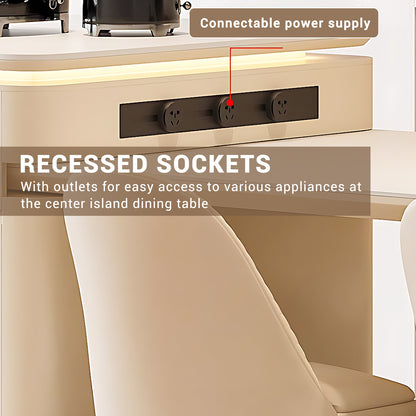 Aihm-Lon Kitchen Island with Storage Extendable Dining Table 86.61"-102.36"