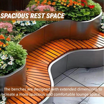 Aihm-Lon Landscape Bench Outdoor Bench with Large Flower Box for Courtyard Terrace Cafe 70.87"