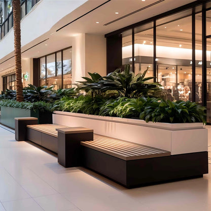 Aihm-Lon Landscape Bench with Sturdy Seat and Backrest&Overlay Protruding Handrails 59.05"-90.48"