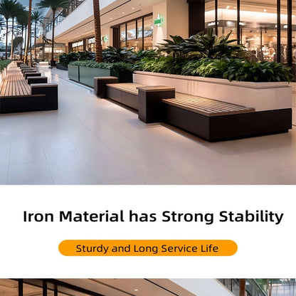 Aihm-Lon Landscape Bench with Sturdy Seat and Backrest&Overlay Protruding Handrails 59.05"-90.48"