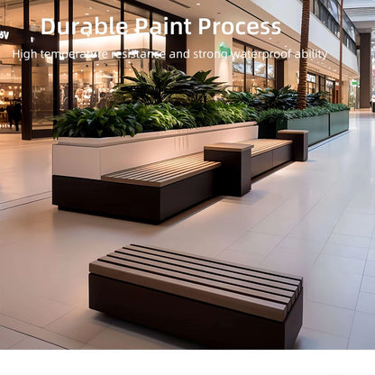 Aihm-Lon Landscape Bench with Sturdy Seat and Backrest&Overlay Protruding Handrails 59.05"-90.48"