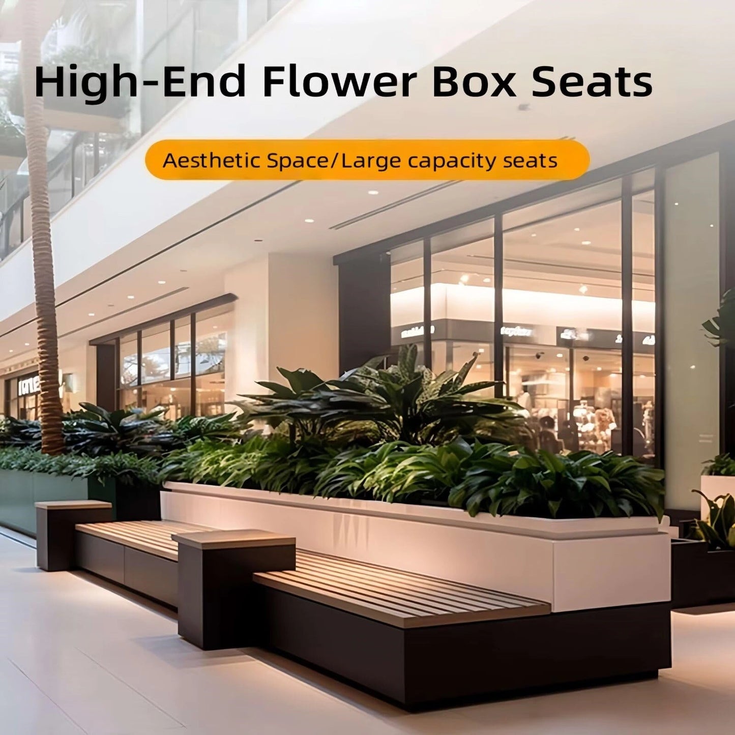 Aihm-Lon Landscape Bench with Sturdy Seat and Backrest&Overlay Protruding Handrails 59.05"-90.48"