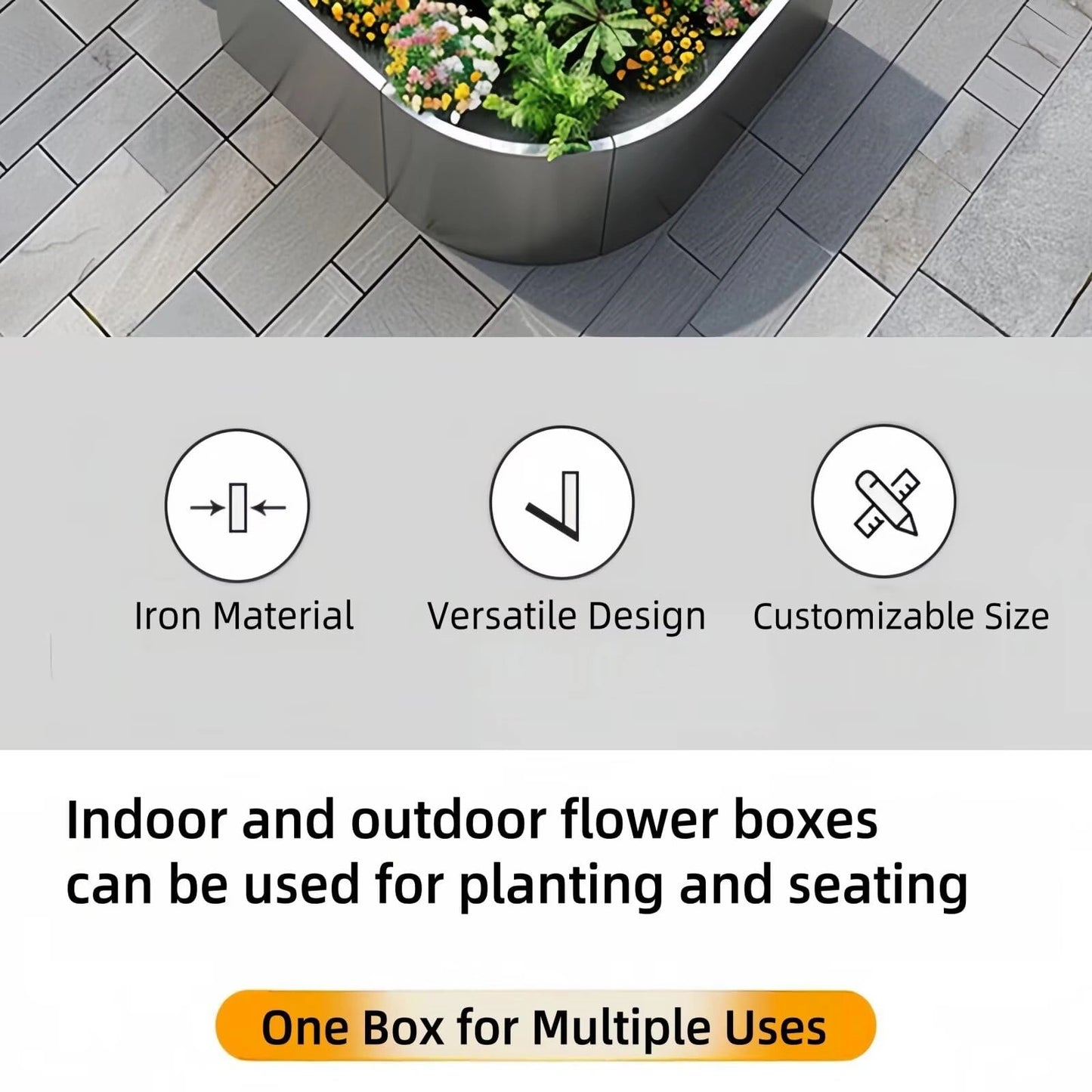 Aihm-Lon Landscape Bench with Sturdy Seat and Backrest&Overlay Protruding Handrails 59.05"-90.48"