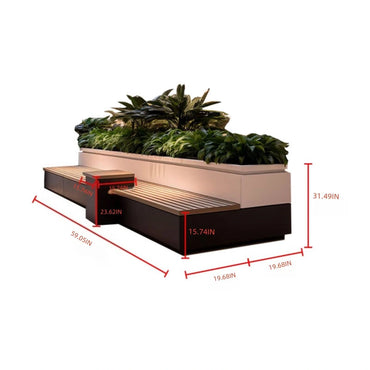 Aihm-Lon Landscape Bench with Sturdy Seat and Backrest&Overlay Protruding Handrails 59.05"-90.48"