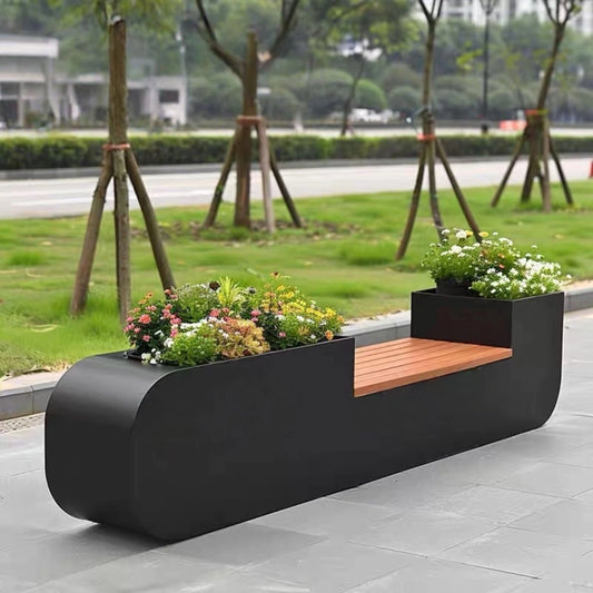 Aihm-Lon Landscape Bench with Black Flower Box Includes Comfortable Lounge Space 62.99"