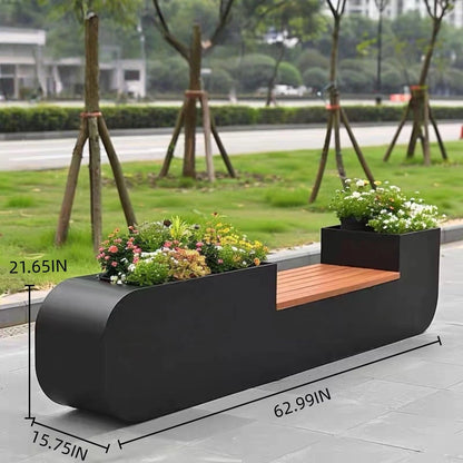 Aihm-Lon Landscape Bench with Black Flower Box Includes Comfortable Lounge Space 62.99"