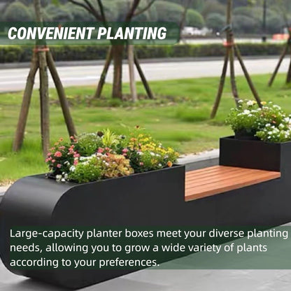 Aihm-Lon Landscape Bench with Black Flower Box Includes Comfortable Lounge Space 62.99"