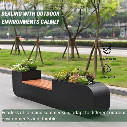 Aihm-Lon Landscape Bench with Black Flower Box Includes Comfortable Lounge Space 62.99"