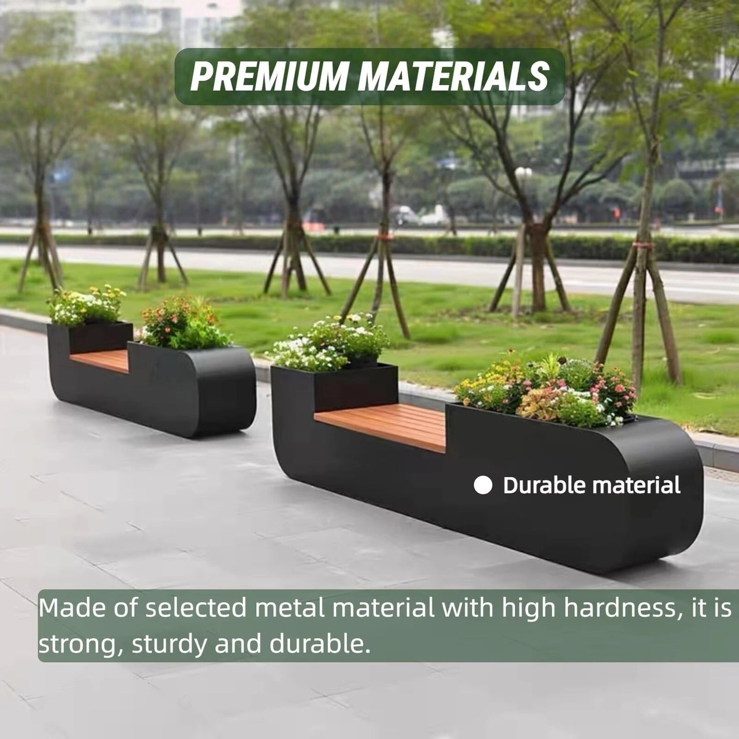 Aihm-Lon Landscape Bench with Black Flower Box Includes Comfortable Lounge Space 62.99"