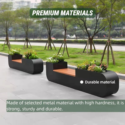 Aihm-Lon Landscape Bench with Black Flower Box Includes Comfortable Lounge Space 62.99"