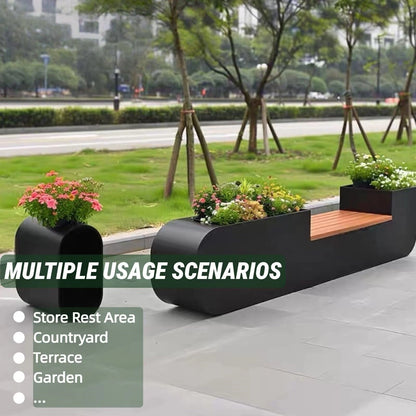 Aihm-Lon Landscape Bench with Black Flower Box Includes Comfortable Lounge Space 62.99"